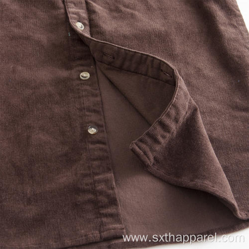 Men's Coffee Color Corduroy Shirt Jacket